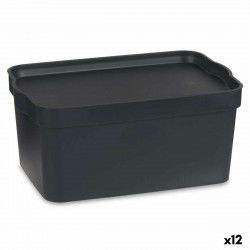 Storage Box with Lid Anthracite Plastic 7,5 L 21 x 14,2 x 32 cm (12 Units)