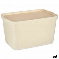Storage Box with Lid Cream Plastic 24 L 29,3 x 24,5 x 45 cm (6 Units)