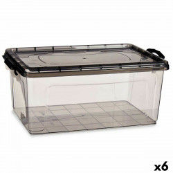 Storage Box with Lid Anthracite Plastic 22 L 32 x 20,5 x 50 cm (6 Units)