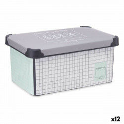 Storage Box with Lid Home Graph paper Grey Plastic 10 L 23,5 x 16,5 x 35 cm...