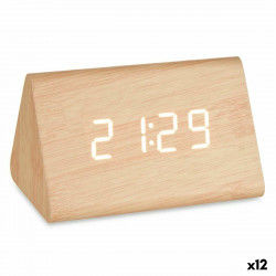 Table-top Digital Clock Brown PVC MDF Wood 11,7 x 7,5 x 8 cm (12 Units)