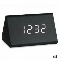 Table-top Digital Clock Black PVC MDF Wood 11,7 x 7,5 x 8 cm (12 Units)