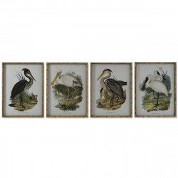 Painting DKD Home Decor Birds Oriental 45 x 3 x 60 cm (4 Units)