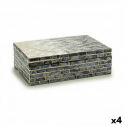 Decorative box Grey Mother of pearl Particleboard 15,2 x 7,2 x 25 cm (4 Units)