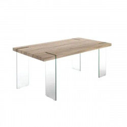 Dining Table DKD Home Decor Transparent Light brown Crystal Walnut MDF Wood...