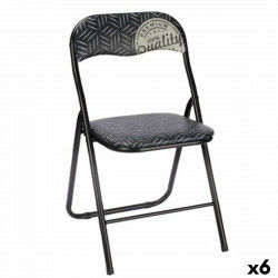 Folding Chair Quality Black Grey PVC Metal 43 x 46 x 78 cm (6 Units)