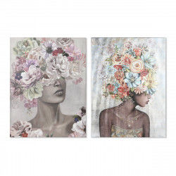 Painting Home ESPRIT Flowers Modern 75 x 3,7 x 100 cm (2 Units)