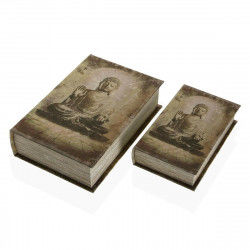 Dekorativ boks Versa Bog Buddha Lærred Træ MDF 7 x 27 x 18 cm