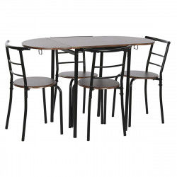 Table set with 4 chairs DKD Home Decor Brown Black Metal MDF Wood 121 x 55 x...