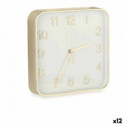Horloge Murale Carré Doré verre Plastique 19 x 19 x 3,5 cm (12 Unités)