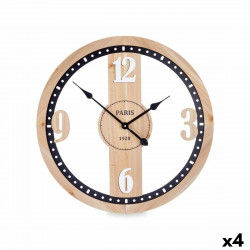 Zegar Ścienny Czarny Metal Drewno MDF 60 x 60 x 4,5 cm (4 Sztuk)