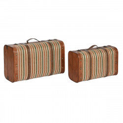 Set of Chests Home ESPRIT Brown Multicolour Wood Canvas Colonial 60 x 24 x...