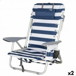 Chaise de Plage Aktive Bleu Blanc 50 x 76 x 45 cm (2 Unités)