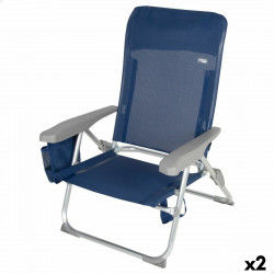 Beach Chair Aktive Slim Foldable Navy Blue 47 x 87 x 58 cm (2 Units)