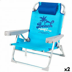 Beach Chair Aktive Foldable Blue 53 x 80 x 58 cm (2 Units)