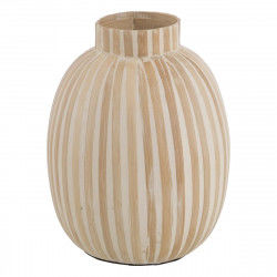 Vase White Beige Bamboo 22 x 22 x 28 cm