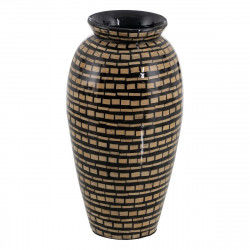 Vase Black Beige Bamboo 21 x 21 x 40 cm