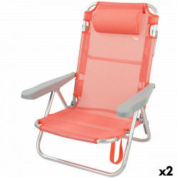 Folding Chair with Headrest Aktive Flamingo Coral 48 x 84 x 46 cm (2 Units)