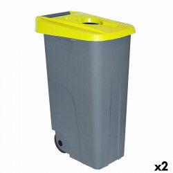 Dustbin with Wheels Denox 85 L Yellow 58 x 41 x 76 cm