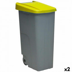 Kosz na śmieci z kółkami Denox 110 L Żółty 58 x 41 x 89 cm