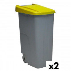 Dustbin with Wheels Denox 85 L Yellow 58 x 41 x 76 cm