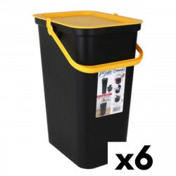 Affaldsspand til genbrug Tontarelli Moda 24 L Gul Sort (6 enheder)