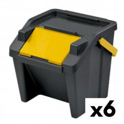 Cubo de Basura para Reciclaje Tontarelli Moda Apilable 28 L Amarillo (6...