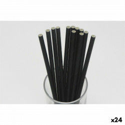 Straws Algon Cardboard Black 20 Pieces 24 Units
