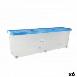 Storage Box with Lid Tontarelli Wheels Transparent Plastic Blue 120 x 30 x 39...