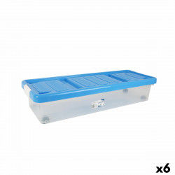 Storage Box with Lid Tontarelli Plastic Blue Transparent 24 L Wheels 79 x...
