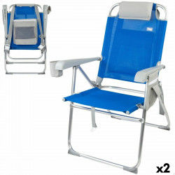 Sammenfoldelig stol med nakkestøtte Aktive 47 x 99 x 63 cm Blå (2 enheder)