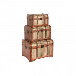 Set of Chests Home ESPRIT Brown Multicolour Wood Canvas Colonial 61 x 43 x...