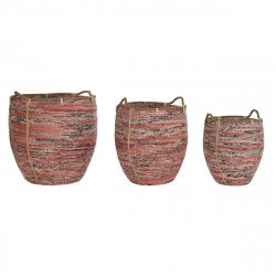 Basket set DKD Home Decor Peach Natural Boho 52 x 52 x 58 cm