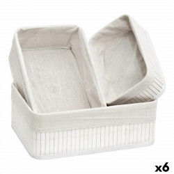 Set of Baskets Confortime White Bamboo (3 Pieces) (6 Units)