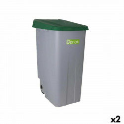 Dustbin with Wheels Denox 110 L Green 58 x 41 x 89 cm (2 Units)