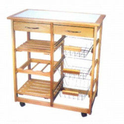 Vegetable trolley DKD Home Decor White Natural Metal Pinewood MDF Wood 67 x...