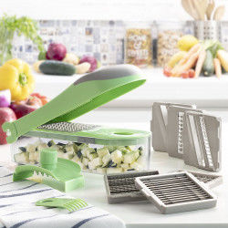 7 in 1 vegetable cutter, grater and mandolin with recipes and accessories...