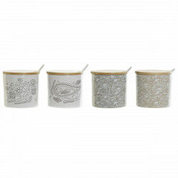 Sugar Bowl DKD Home Decor Beige Grey Natural Bamboo Stoneware 4 Pieces 9,5 x...
