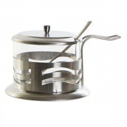 Sugar Bowl DKD Home Decor Basic Silver Stainless steel Crystal 15 x 10,5 x 10 cm