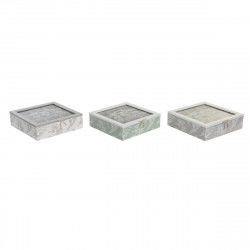 Caja para Infusiones DKD Home Decor 24,5 x 24,5 x 6 cm Cristal Beige Metal...