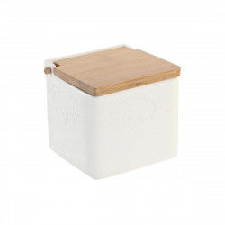 Salt Shaker with Lid DKD Home Decor 10,5 x 9 x 9 cm Natural Porcelain White