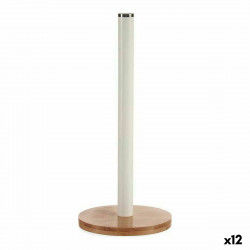 Kitchen Paper Holder Brown White Metal Bamboo (15 x 15 x 33,5 cm) (12 Units)