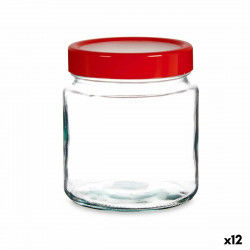 Bote Rojo Transparente Vidrio Polipropileno (1 L) (12 Unidades)