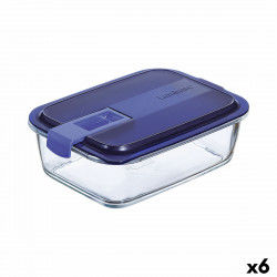 Hermetic Lunch Box Luminarc Easy Box Blue Glass (6 Units) (1,22 L)