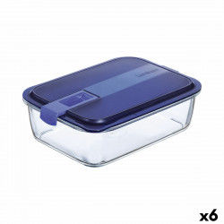 Boîte à lunch hermétique Luminarc Easy Box Bleu verre (6 Unités) (1,97 l)
