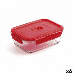 Hermetic Lunch Box Luminarc Pure Box Red 16 x 11 cm 820 ml Glass (6 Units)