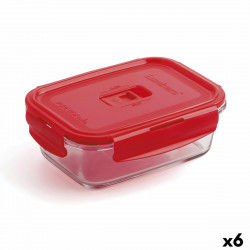 Hermetisk madkasse Luminarc Pure Box 19 x 13 cm Rød 1,22 L Glas (6 enheder)