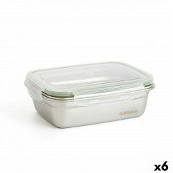 Hermetic Lunch Box Bidasoa Theo 19,5 x 14,5 x 8 cm 850 ml Silver Metal (6 Units)