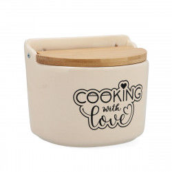 Salt Shaker with Lid Quid Cooking with Love Circular Ceramic White 14 x 12 cm
