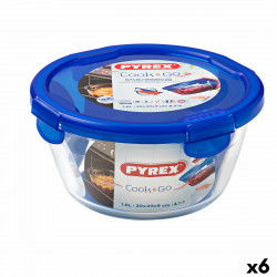 Hermetisk madkasse Pyrex Cook&go 20 x 20 x 10,3 cm Blå 1,6 L Glas (6 enheder)